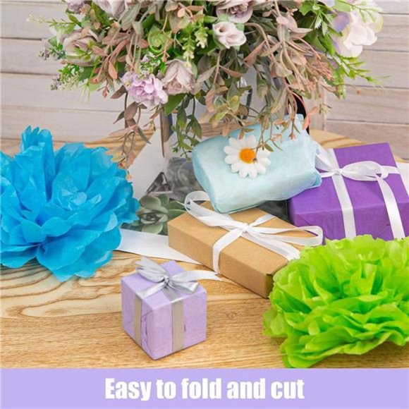 450 Sheets Multicolor Tissue Paper, Gift Wrapping Paper for Birthday Gift DIY - Picture 6 of 6